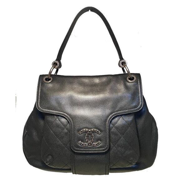 CHANEL Black Glazed Caviar Coco Rider Flap Shoulder Bag With Strap - Picture 5 of 16